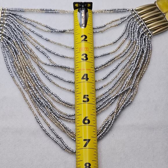 Chicos Waterfall Cascade Statement Necklace Seed Bead Bohemian Native Ethnic - Picture 11 of 12